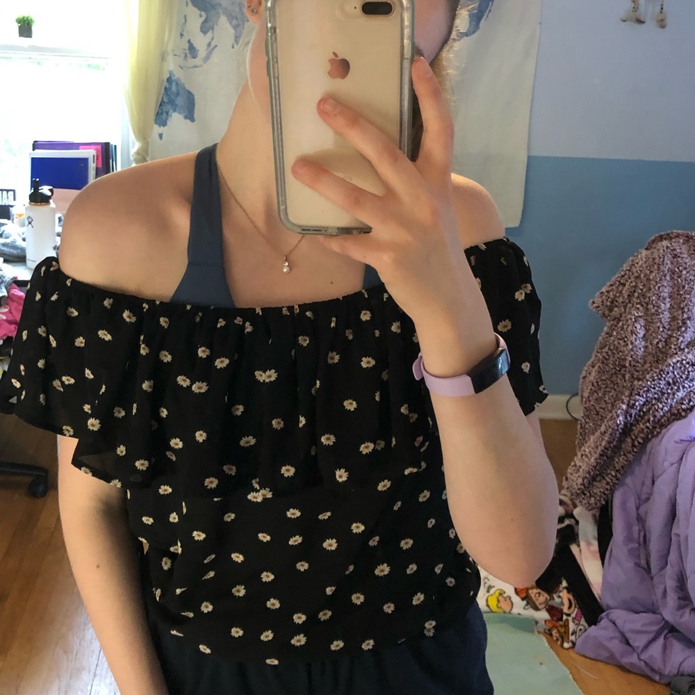 Cute floral- sunflower off the shoulder blouse
